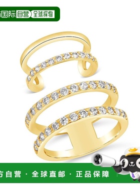 自营 SHINE by Sterling Forever 可堆叠方晶锆石开放式戒指和中