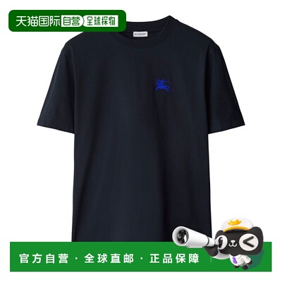 自营burberryNavy Blue Cotton Jersey T-Shirt - blue 美国奥莱