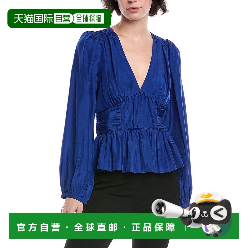 自营 sea new york纽约Fabiola丝绸上衣-蓝色 美国奥莱直发