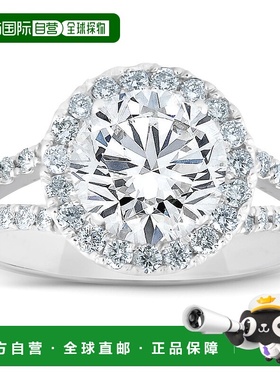 自营pompeii3铂金 2 克拉钻石光环订婚戒指拆分带尺寸 6.5 - 铂金