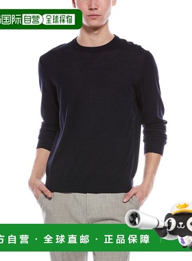 自营Bruno Magli Merino Wool Crewneck Sweater - navy 美国奥莱