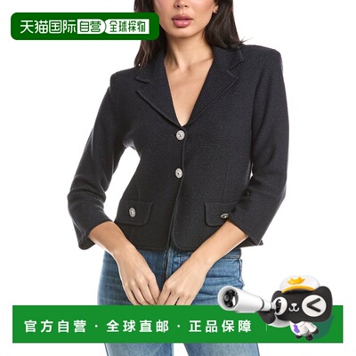 自营St. John Fitted Knit Jacket - navy 美国奥莱直发外套