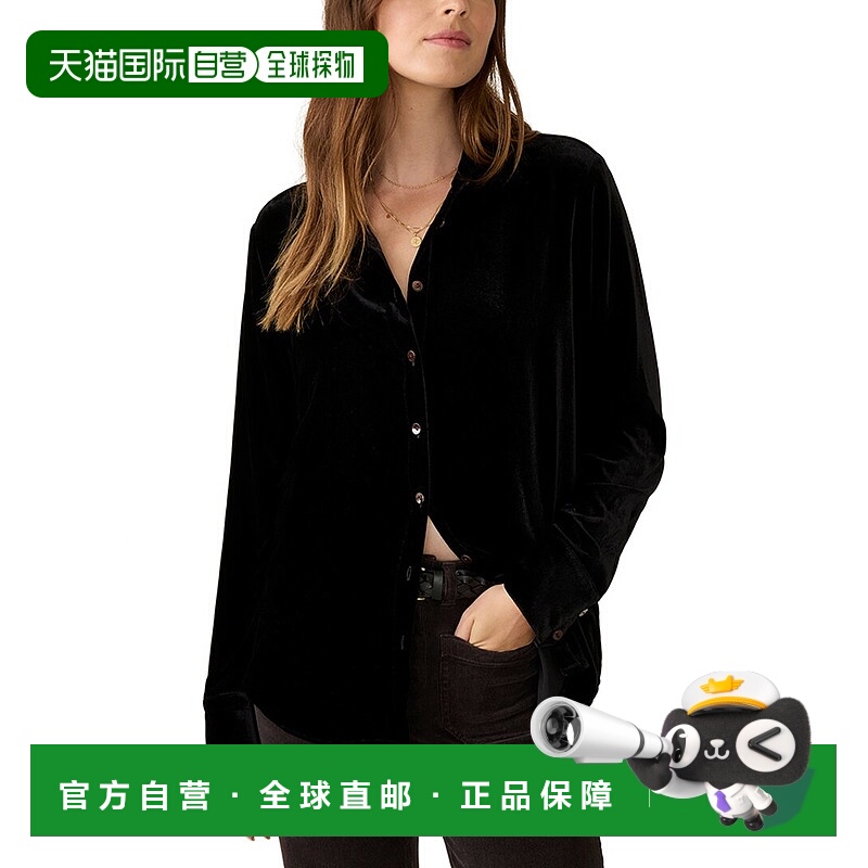 自营Faherty弹力丝绸天鹅绒日内瓦衬衫-黑色 美国奥莱直发