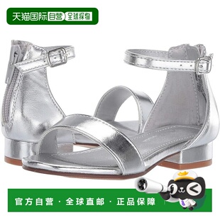 凉鞋 T女式 银色金属脚踝带块鞋 跟RHS3940 美国 自营Nina 银色 Hidi