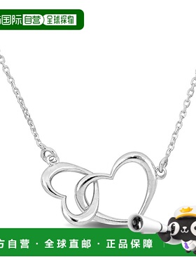 自营 925 纯银 Mimi & Max 双心吊饰项链 - 16.5+1 英寸 - 白色