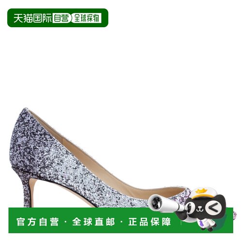 自营Jimmy Choo romi 60闪光织物高跟鞋，品牌尺寸34 (美国尺寸4)