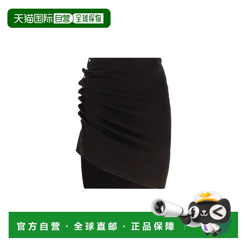 自营paco rabanne黑色褶皱迷你裙-黑色 美国奥莱直发