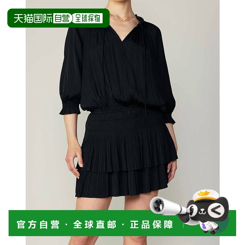 自营current airAurelie Pleated Mini Dress In Black - black