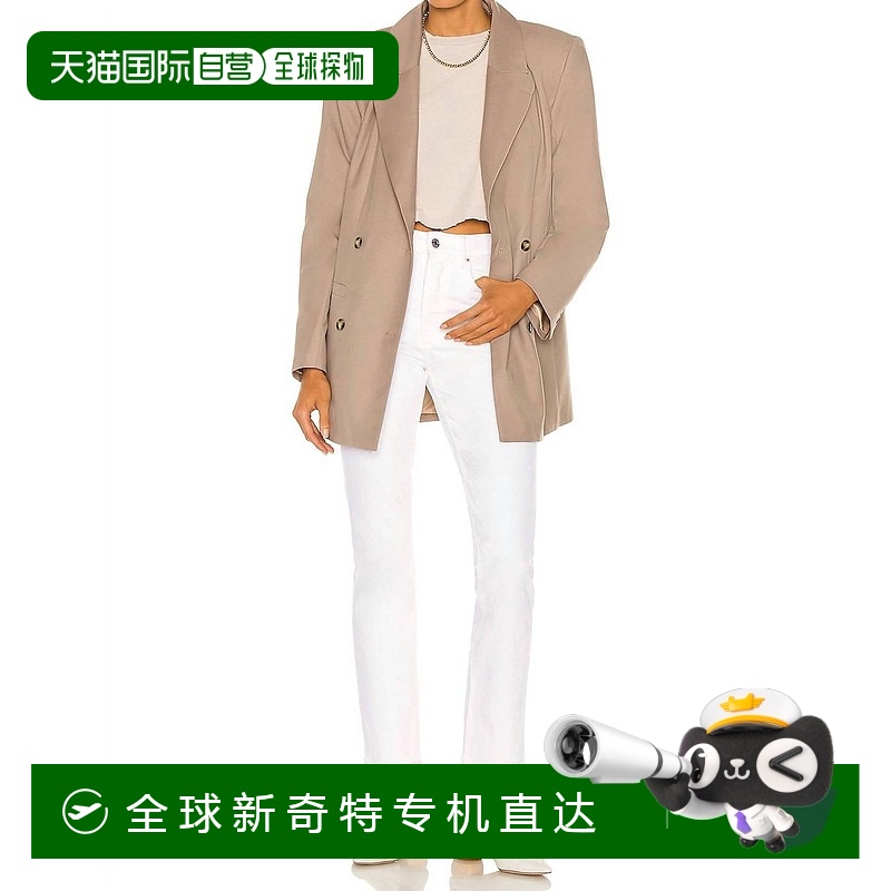 自营 grlfrndKarolina高腰直筒牛仔裤布伦特伍德白-布伦特伍德白