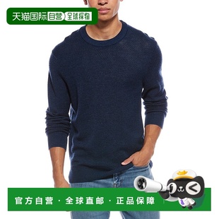 自营Vince双色网眼羊毛圆领毛衣 美国奥莱直发 蓝色