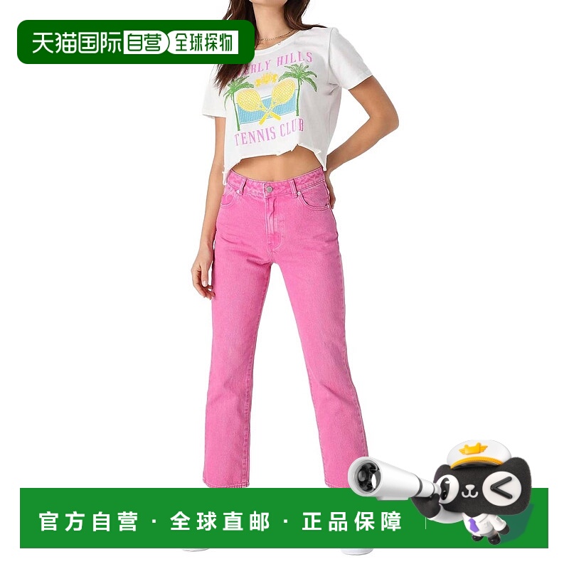 自营rolla's粉红色的高帮直筒牛仔裤 美国奥莱直发