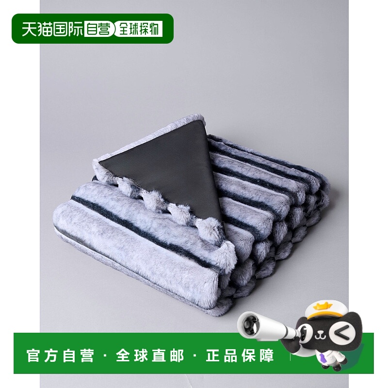 自营adrienne landauChinchilla Faux Fur Throw - grey 美国奥莱