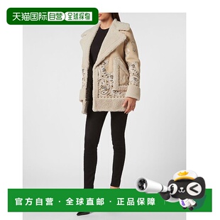 长款 plein羊毛大码 大衣 佩斯利印花头巾 美 自营 米色 philipp