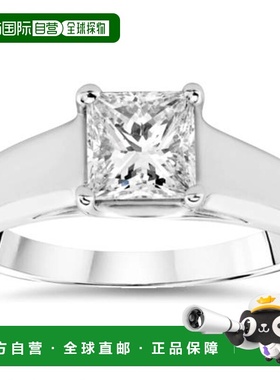 自营 pompeii31 克拉白金公主方形切割优化单石钻石 14k 订婚戒指