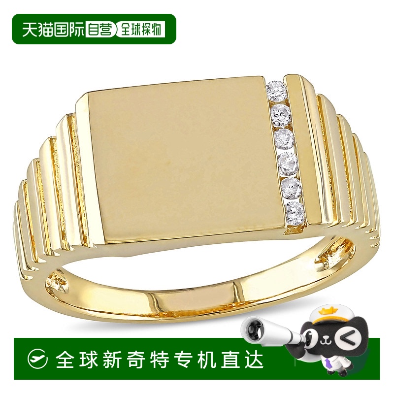 美国直邮Julianna B金钻石戒指10G图章设计简约时尚经典永恒晶莹
