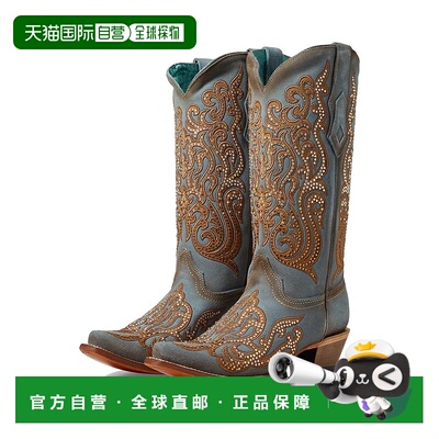 1h可退 【美国直邮】Corral 女鞋 C4124 时装靴 蓝蜂蜜色刺绣 真