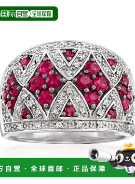 自营 Ross-Simons Ruby and . Diamond Dome Ring in Sterling Si