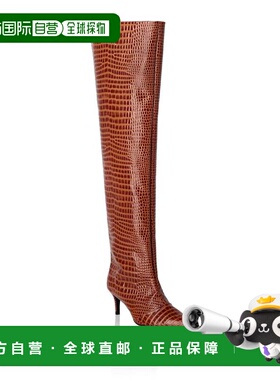 自营philipp pleinLow-Heel Overknee Boots Cocco Print - brown