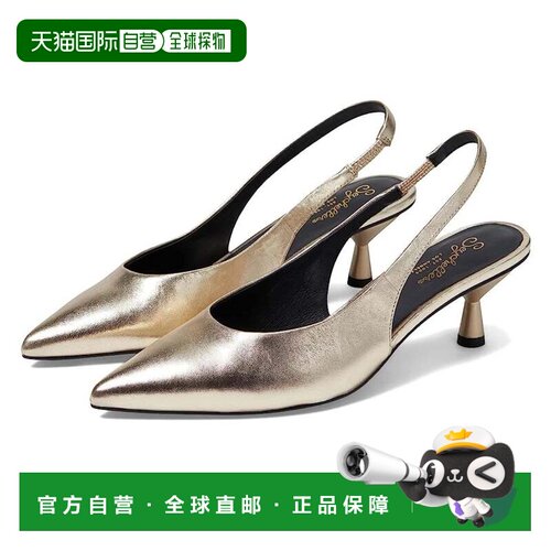 自营seychelles塞舌尔布鲁克林泵金金属皮革Slingback ZAP749-金