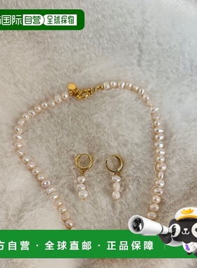 自营 joey baby金色 Jackie 珍珠项链和 Jackie 珍珠耳环套装 -