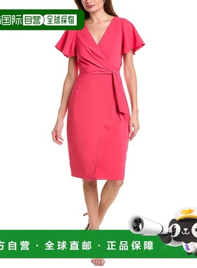 自营 Elie Tahari Faux Wrap Dress - pink 美国奥莱直发连衣裙