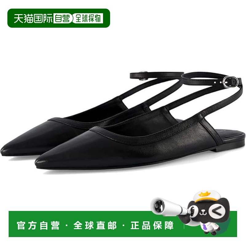 自营free peopleFree peomjules Flat女士黑色皮革尖头脚踝绑带HT