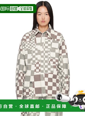 1h可退 香港直邮潮奢 Erl 女士 灰色格纹夹克 ERL08J010 舒适时尚