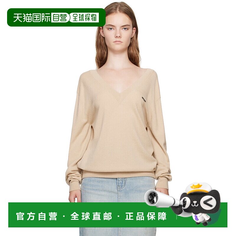 1h可退 香港直邮潮奢 We11Done 女士 米色 Deep V-Neck 毛衣 WDKT