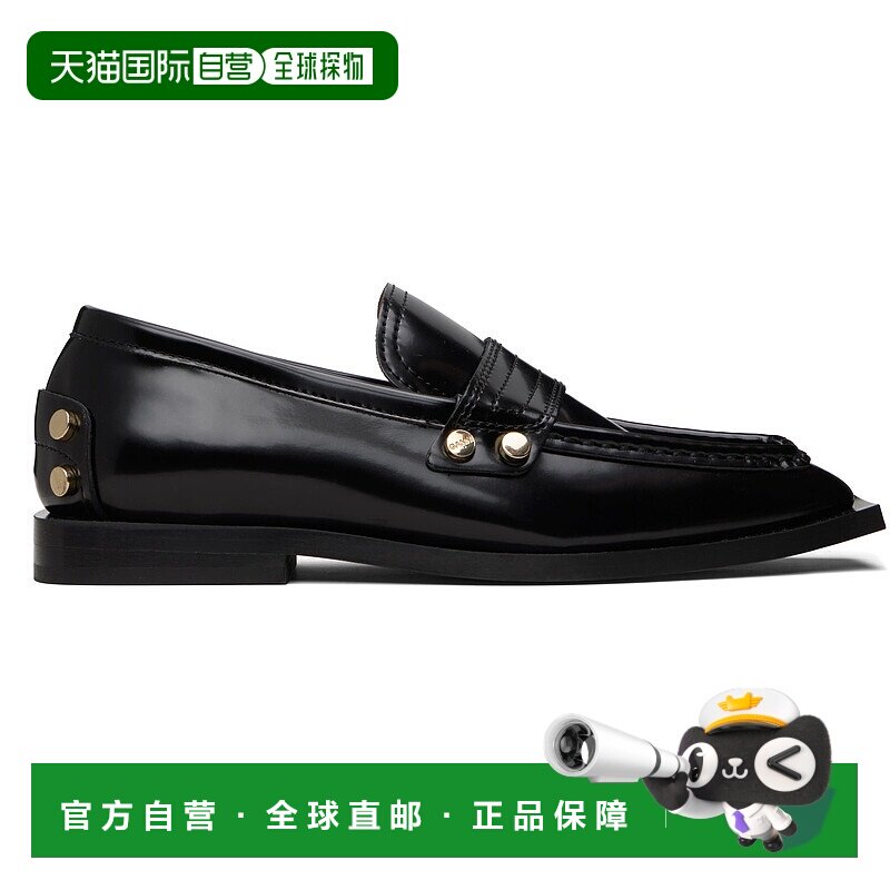 1h可退 香港直邮潮奢 GANNI 甘尼 女士 黑色 Studs Square Toe 乐