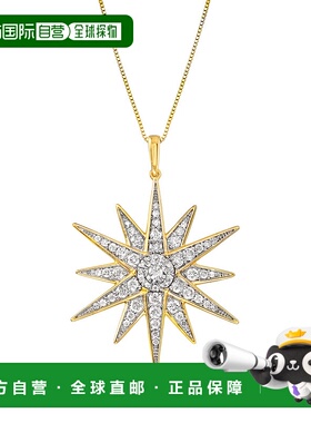 自营 Ross-Simons 钻石星爆吊坠项链 18 克拉金 18 克拉 - 20 英