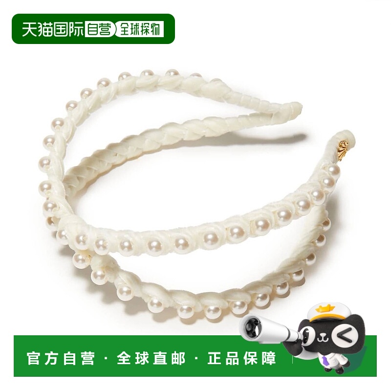 自营lele sadoughi象牙色女式珍珠交叉头带 美国奥莱直发正品