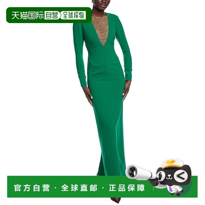 自营Carla Ruiz Chain Bib Maxi Dress - green 美国奥莱直发长裙