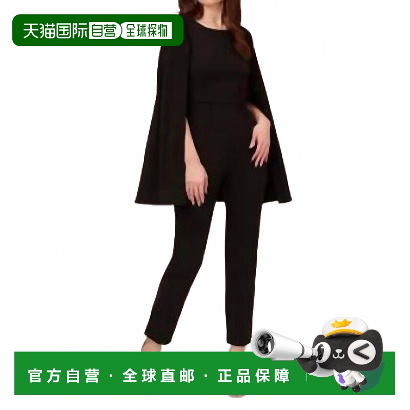 自营adrianna papellKnit Crepe Cape Jumpsuit In Black - black