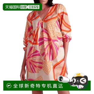 自營(yíng) 直發(fā) 美國(guó)奧萊 maude橙色多色女士輪廓棕櫚連衣裙