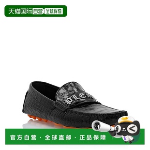 自营 philipp plein印花鳄鱼皮驾车鞋 - 黑色 美国奥莱直发男鞋