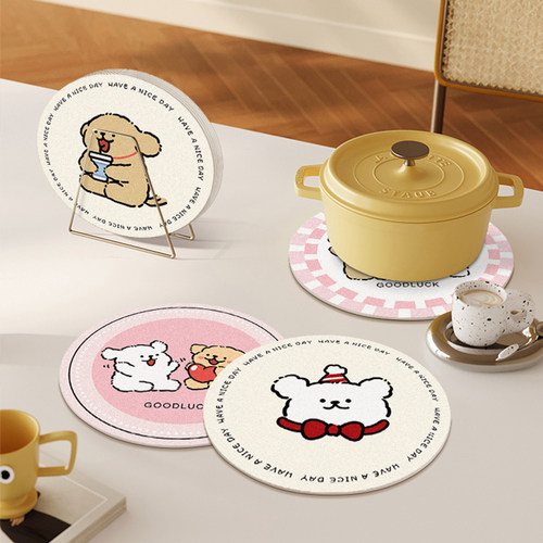 卡通圆形杯垫吸水餐垫隔热垫