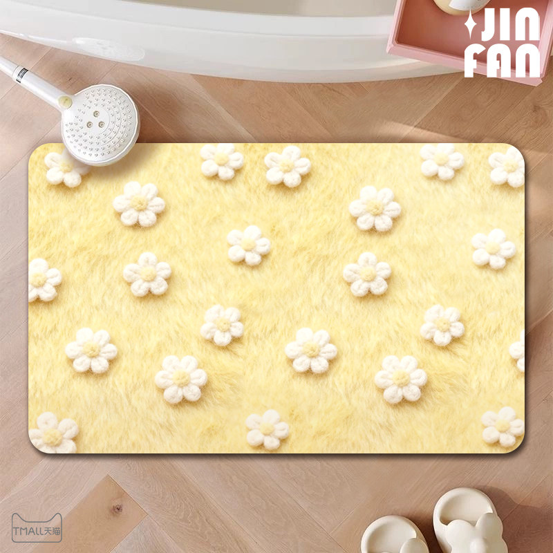 浴室吸水地垫卫生间厕所门口防滑脚垫仿毛绒硅藻泥速干软垫子新款
