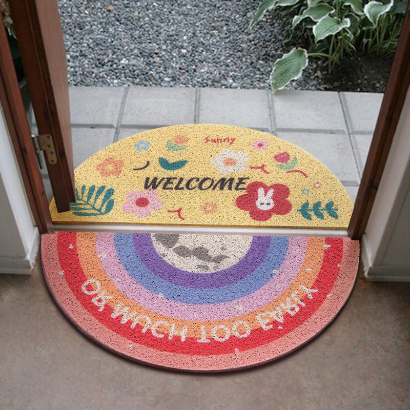 彩虹半圆形入户门丝圈蹭土地垫