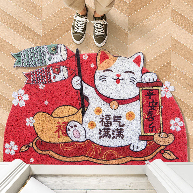 日式入户门地垫门口进门红色地毯家用门垫福气满满垫子丝圈脚垫,居家布艺,家用脚垫,淘宝优惠券,粉丝福利购,淘宝优惠卷