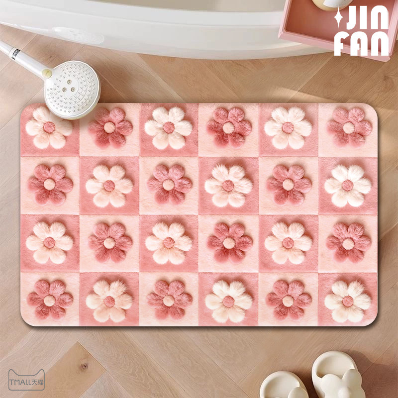 浴室吸水地垫卫生间厕所门口防滑脚垫仿毛绒硅藻泥速干软垫子新款