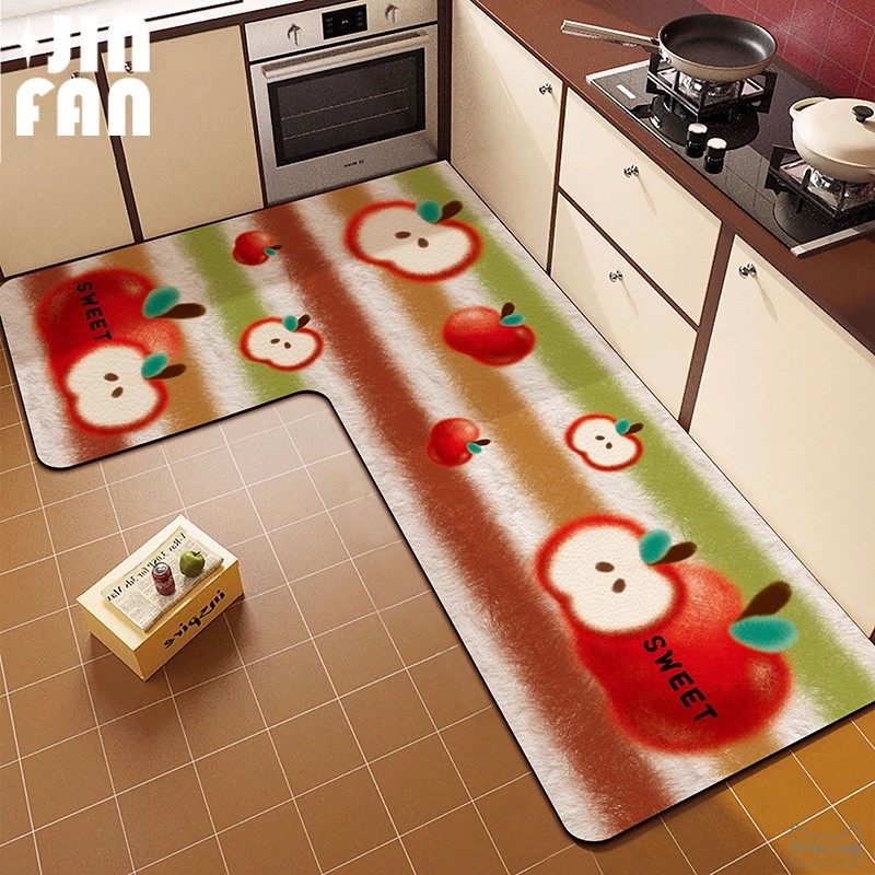 厨房L型地垫防滑可擦免洗吸水脚垫家用耐磨耐脏转角地毯2025新款,居家布艺,厨房地垫,淘宝优惠券,粉丝福利购,淘宝优惠卷