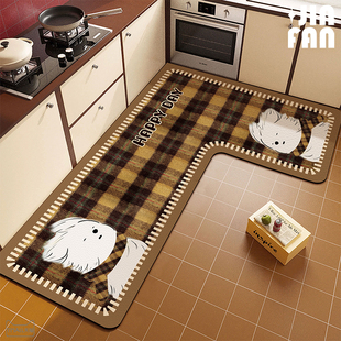 厨房地垫L型硅藻泥吸水垫专用转角防滑脚垫家用可擦免洗长条地毯
