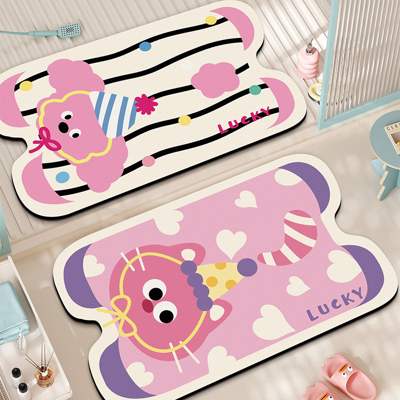 卡通浴室吸水地垫厨房卫生间门口硅藻泥防滑脚垫家用厕所速干地毯,居家布艺,家用脚垫,淘宝优惠券,粉丝福利购,淘宝优惠卷