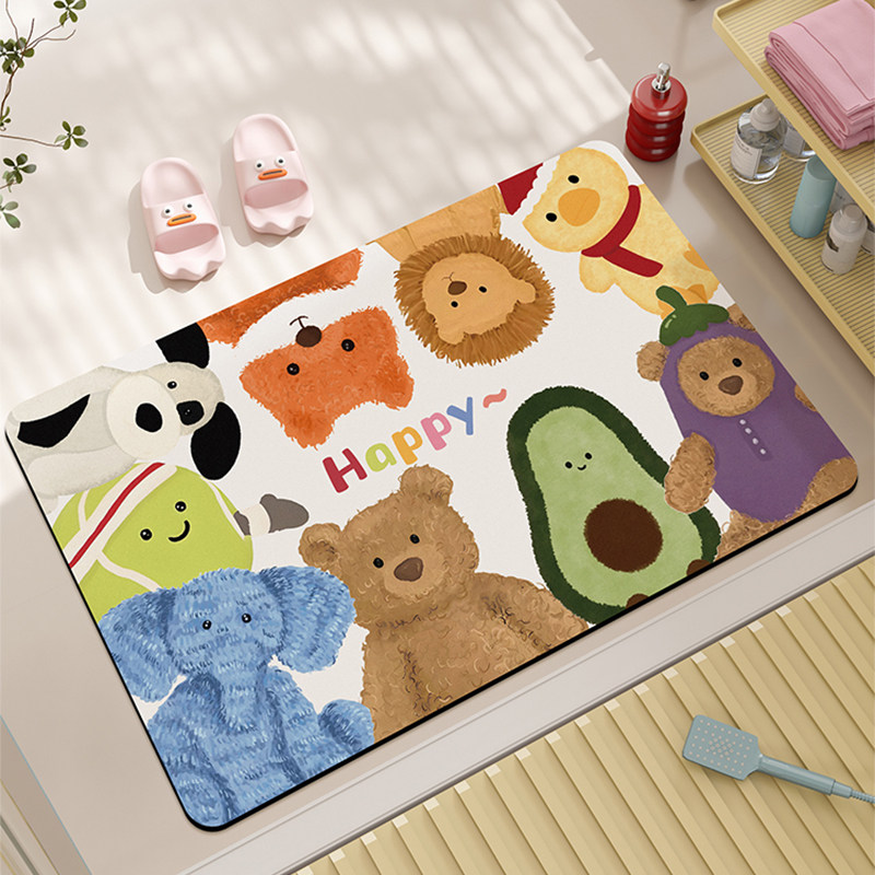 卡通浴室吸水地垫家用硅藻泥垫子卫生间门口防滑脚垫厕所速干地毯,居家布艺,家用脚垫,淘宝优惠券,粉丝福利购,淘宝优惠卷