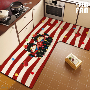 卡通厨房地垫L型硅藻泥吸水垫转角防滑脚垫家用可擦免洗长条地毯