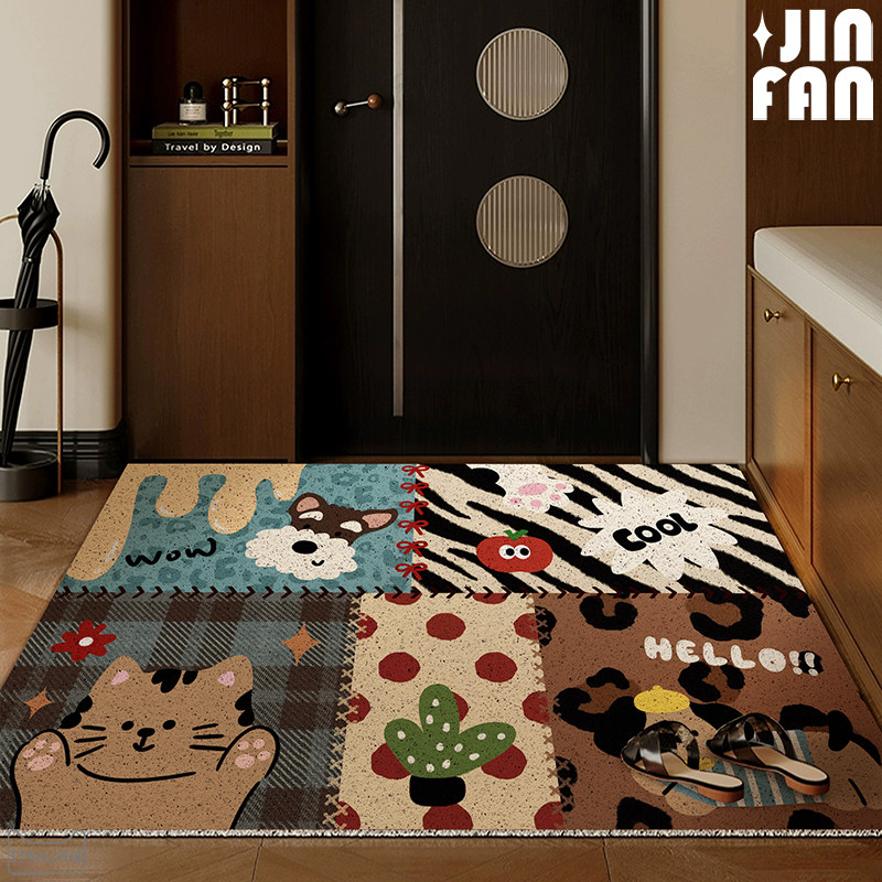 入户门地垫进门垫子大门口玄关防滑脚垫耐脏复古家用地毯2025新款,居家布艺,家用脚垫,淘宝优惠券,粉丝福利购,淘宝优惠卷