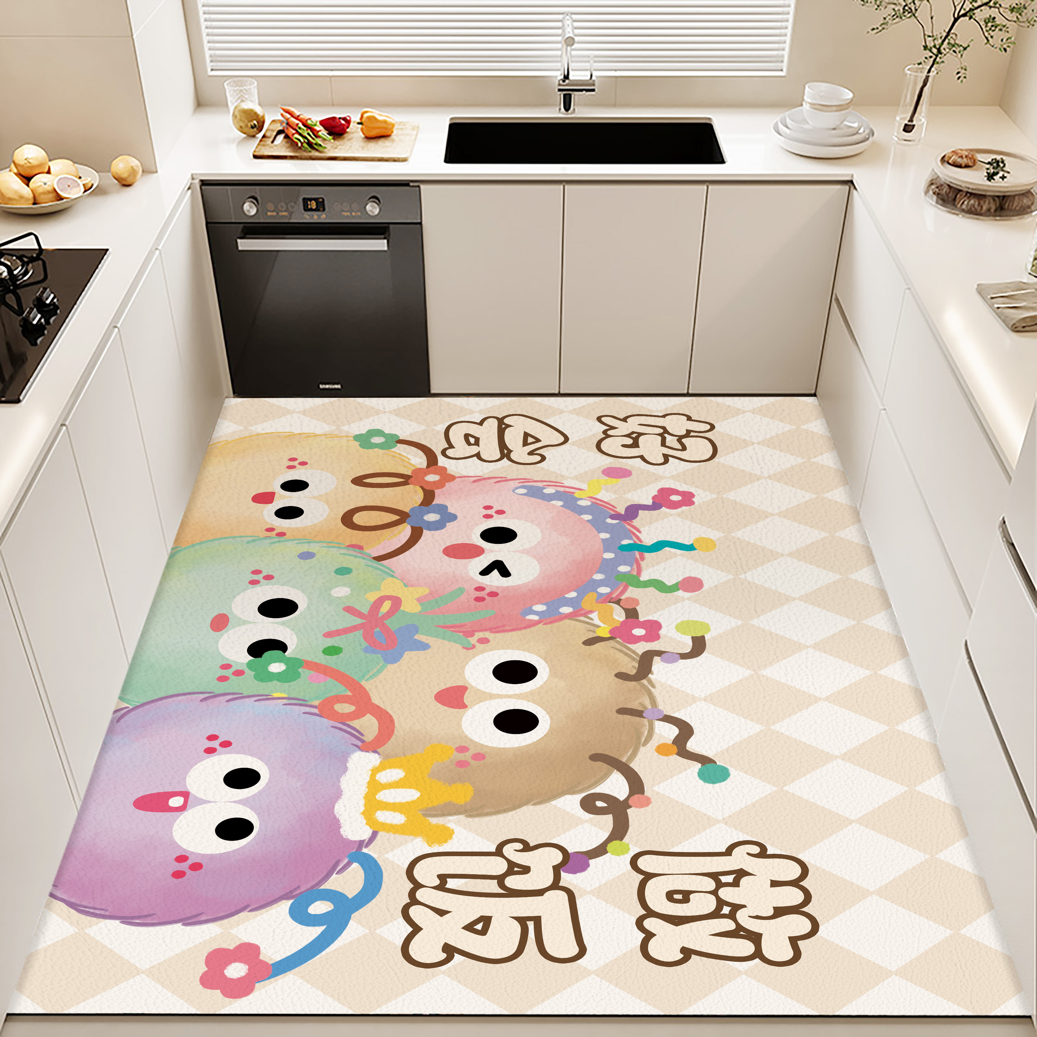 pvc卡通厨房入户可擦免洗家用进