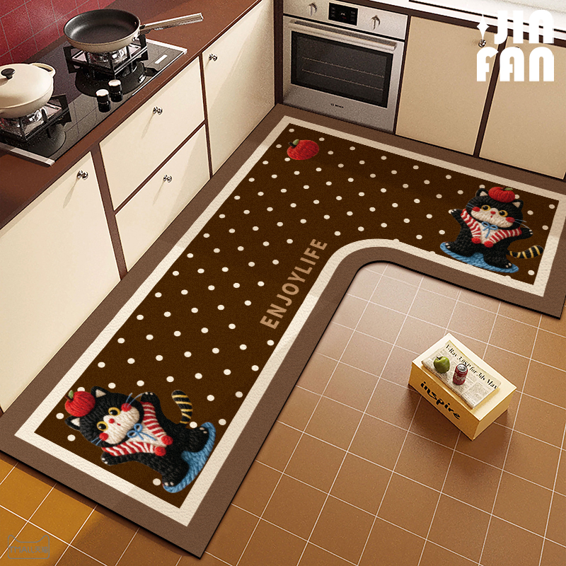 卡通厨房地垫L型硅藻泥吸水垫