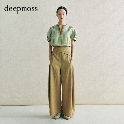【deepmoss】2026春夏新款玄棕交叠香蕉裤轻盈长裤