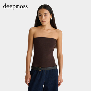 【deepmoss】2025秋冬女士拼接弹力牛仔抹胸阔腿裤(两穿)